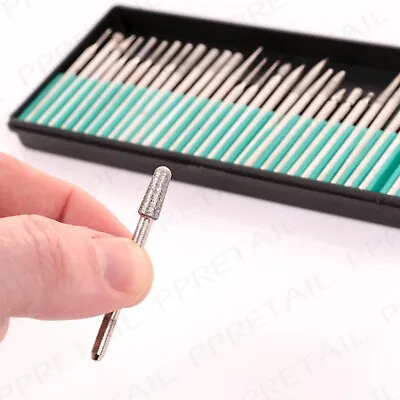 ROTARY BURR ASSORTED 30x Mini Diamond Drill Bit Set Hobby Crafts Metal Engraving • £8.39