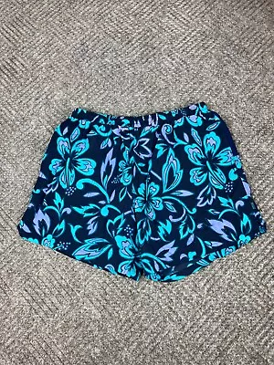 Vintage Hawaiian Style Shorts Mens Medium Swim Trunks Blue Floral Adult • $19