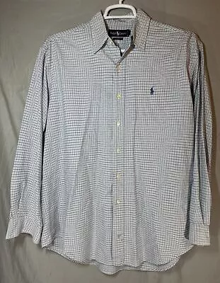 Polo Ralph Lauren Men’s Large Blue Black Plaid Button Up Shirt Preppy Premium • $18