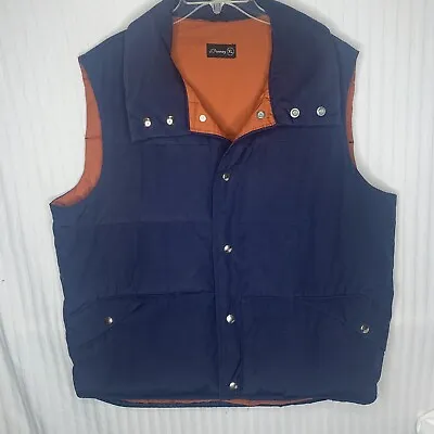 VTG Puffer Vest Down Insulated Marty McFly 80s Sz XL Snap Button Blue Orange • $26.97