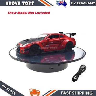 Black Rotary Car Model Display Stand With Mirror Top USB Or Battery Powered • $30.81