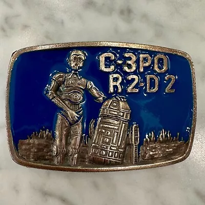Vintage Star Wars C-3PO And R2-D2 Bronze And Enamel Belt Buckle By Lee Jeans • $39.99