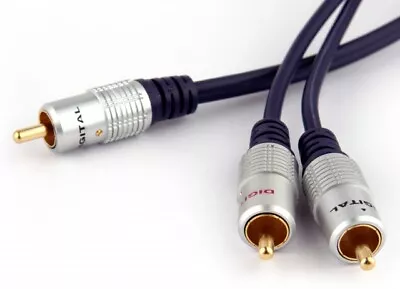 5m Subwoofer Cable 1RCA To 2RCA Y Splitter Shielded Audio Cable • $26