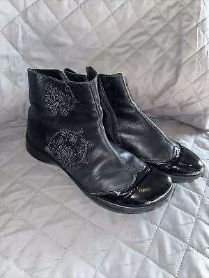 Naot Ankle Boots Women's 41 /10Black Leather Comfort Wedge Zip Booties • $39