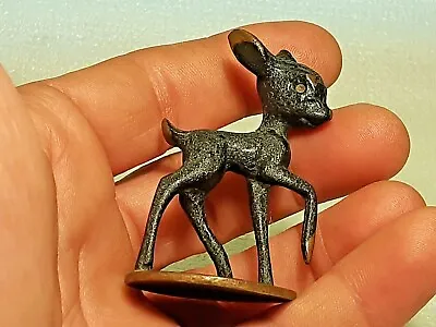 $59 • Buy Rare Vtg  !!! Hakuli Israel Bronze Bambi Figura 50's Signed