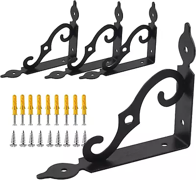 Decorative Shelf Brackets Heavy Duty 8Inch Black Floating Shelf Bracket For DIY • $22.11