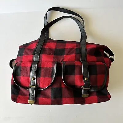 Mossimo Supply Co Women's Shoulder Bag Red Black Gingham Duffle Handbag • $19.80