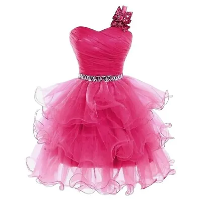 Beaded Homecoming Dress Pageant Tiered Tulle Short 80's Ball Puffy With Bow 6 • $59.99