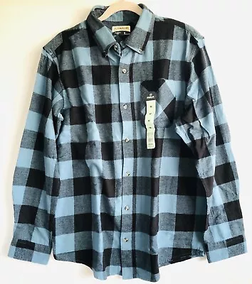 Magellan Outdoors Flannel Shirt Adult Size M Classic Fit Blue Black Plaid Mens • $19.50