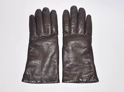 Bloomingdale's Brown Leather Women Gloves Size 8 Cashmere Lined • £37.63