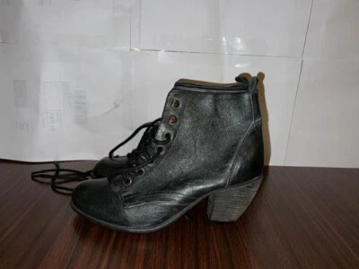 £27.99 • Buy Redherring Shoe Licious Women's Black Leather Ankle Lace Up Boot Uk Size 6 Eu 39