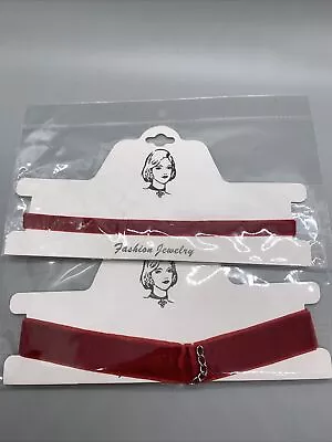 Lot Of 2 Women’s Choker Necklace Red Velvet New Free Shipping • $8.99