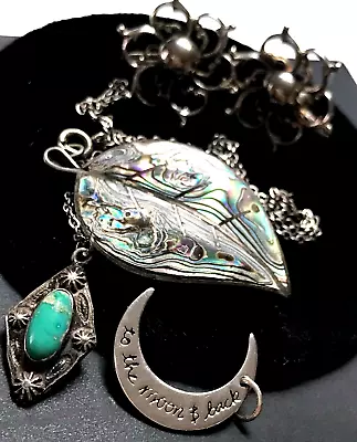 VtG Sterling Silver~Abalone Mexico Leaf Pin Turquoise Pendant-Charm Earrings • $7.50