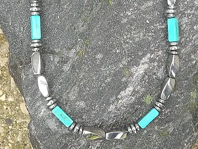 Men’s Womens Silver Magnetic Hematite Bracelet Anklet Necklace Turquoise Therapy • $35.99