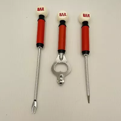 VTG 3 Pc Bar Tool Set Utensil Barware MCM Japan Stainless Steel Plastic Handles • $13.47