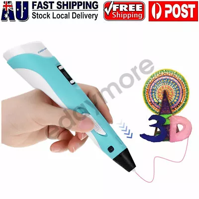 LCD Screen 3 Free Filaments Doodle Drawing Kid Gift 3D Printing Pen Set Printer • $10.99