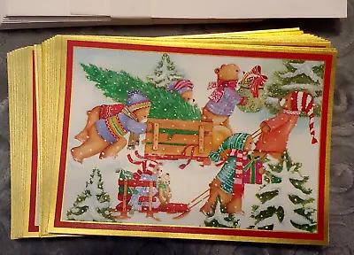 Vintage Caspari Christmas Bears 20 Cards/21 Envelopes New In Box • $24.99