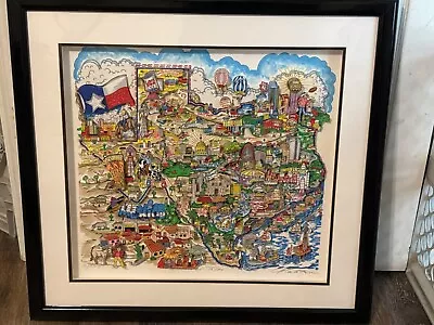 CHARLES FAZZINO   A TASTE OF TEXAS   3D CONST. Serigraph FRAMED & SIGNED • $1125