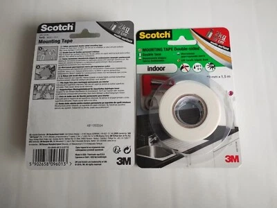 £9.95 • Buy 2 Packs SCOTCH 3M •  Mounting Tape • Double Sided • Indoor • 19mm X 1.5m