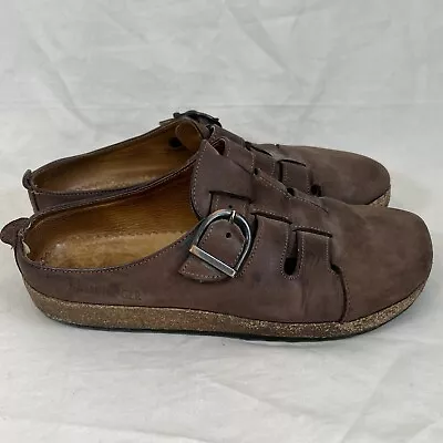 Haflinger Womens Size 36 US 5 Brown Clogs Slip On Leather Buckle Sandal Shoe • $34.99