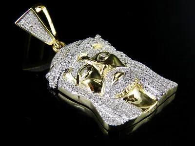 Men's 10K Yellow Gold Jesus Face Piece Genuine Diamond Charm Pendant 0.35 Ct ... • $599.99