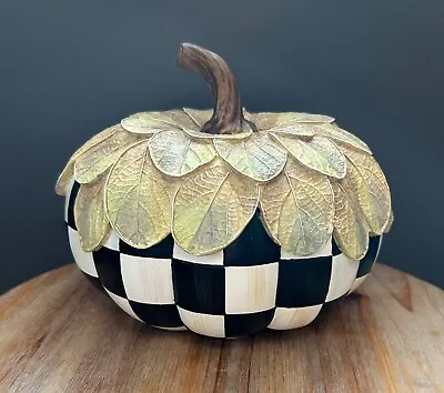 MacKenzie-Childs Natural Foliage Pumpkin Courtly Check Small - Brand New! • $78