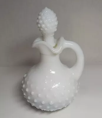 Vintage Avon White Hobnail Milk Glass Cruet Bath Oil Perfume Bottle With Stopper • $15