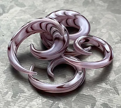 PAIR Purple Glass Spiral Tapers Expanders Plugs Gauges Body Jewelry  • $19.95