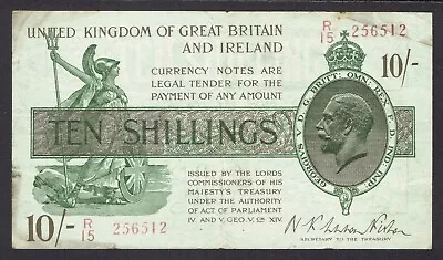 GB KGV - 1922 FISHER T30 - 10s TEN SHILLINGS TREASURY BANKNOTE - SPACEFILLER • £9.50