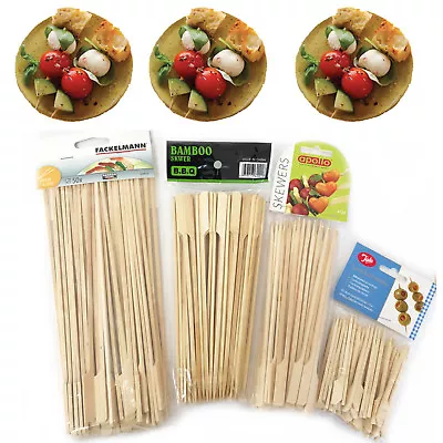 £3.99 • Buy 50 Wooden Skewers Bamboo Set BBQ Grill Paddle Barbecue Sticks Kebab Fruit Fondue