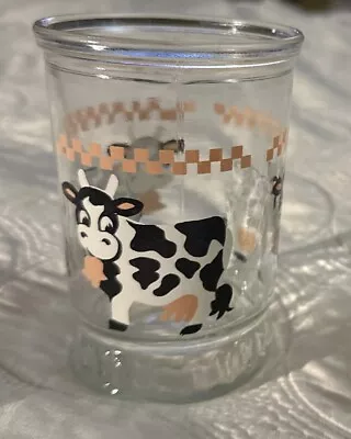 2 1999 Welch's Jelly Jar Cow Holstein Juice Glasses  Retro Welchs • $10