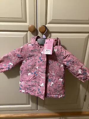 NEXT Baby Girl 9-12 Months Unicorn Lined Shower Proof Hooded Coat Rrp £28 Bnwt • £8.99