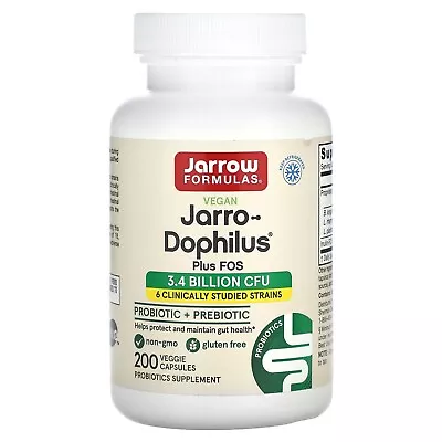 Jarro-Dophilus + FOS By Jarrow Vegan Gluten-Free 200 Veggie Capsules Exp 11/2024 • $13.99