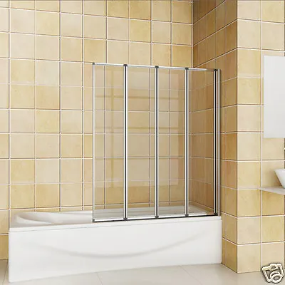 £65 • Buy AICA 800x1400mm 4 Folding Shower Bath Screen Over Bath Glass CLASSIC 332