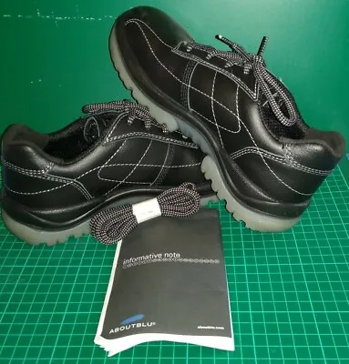 About Blu Safety Boots Hard Toe Size 6 Work Shoes Black (EU 39) Spare Laces • £34.95