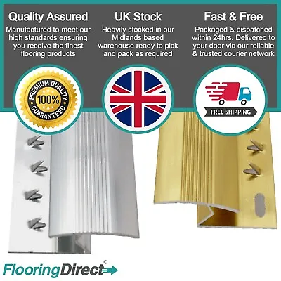 Carpet To Tile / Laminate Or Wood - Silver Or Gold - Threshold Metal Z Bar Trim • £6.75