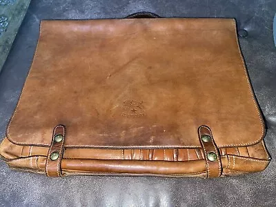 IL BISONTE Italy Leather Slim Whiskey Brown Briefcase • $50