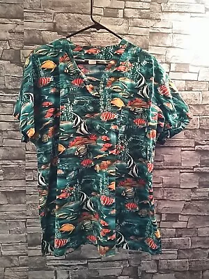 Mad About Scrubs! Tropical Fish XL Scrub Top Unisex For Medical Dentist Vet Tech • $10