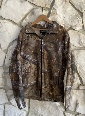 Camo Fleece Polyester Jacket Full Zip Brown Real Tree Men's Size Medium • $19.99