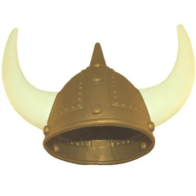 Viking Helmet Adult Plastic Norwegian Medieval GOLD Costume Hat W/ Horns Vikings • $15.99
