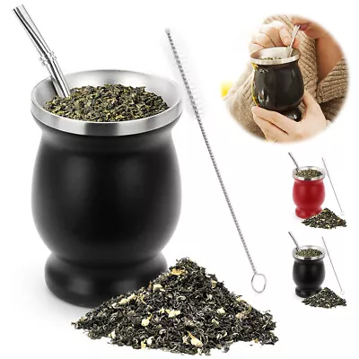 230ML Stainless Steel Yerba Mate Cup Double Walled Yerba Mate Gourd Clean .c • $12.09