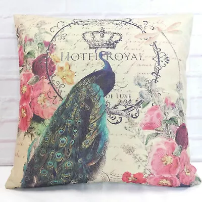 £7.99 • Buy Vintage Peacock Cushion Cover Retro Country Wildlife Decorative Shabby Chic 18 