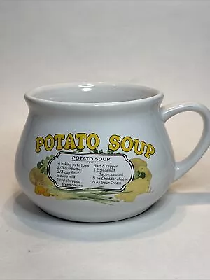 DAT'L DO-IT INC. Vintage Potato Soup Ceramic Recipe Mug Bowl Cup Yellow Letters • $10.33