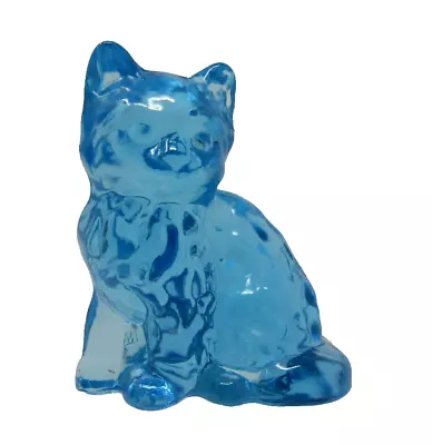 Mosser Glass Light Blue Fluffy Kitten Sitting Kitty Cat • $36