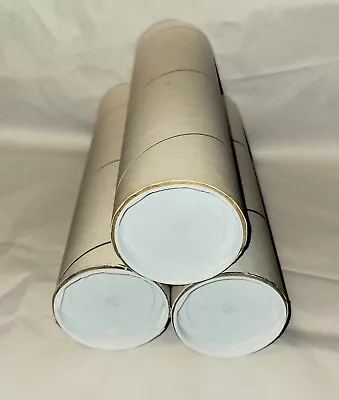 3 Heavy Duty Round White Cardboard Mailing Shipping Tubes With Caps 3 In X 18 In • $12.59