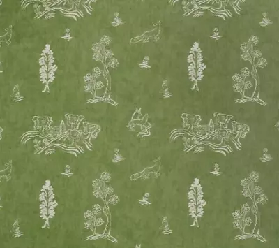 ANDREW MARTIN CURTAIN FABRIC Friendly Folk 1.6 METRES BAZIL GREEN LINEN BLEND • $63.25