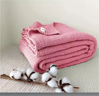 NEW Destiny Home Rose Pk Cotton Muslin Gauze Throw Blanket OEKOTEX-Cert. 31 X44  • $40