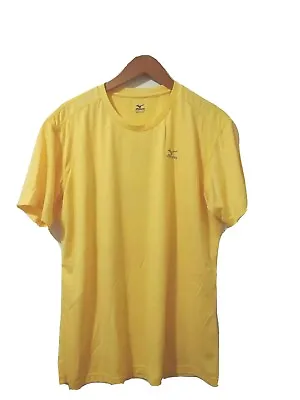 Mizuno Shirt Mens XL Short Sleeve Yellow Pullover Athletic Crew Neck Logo • $17.99