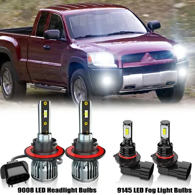 For Mitsubishi Raider 2006-2009 4PC LED Headlight+Fog Light Bulbs Combo 6000K • $35.99