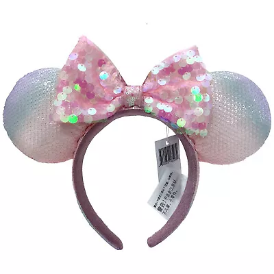 Disney Parks Cute Minnie Mouse Ears Pink Bow Sequin Disneyland Ears Headband • $16.90